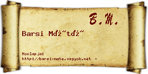 Barsi Máté névjegykártya
